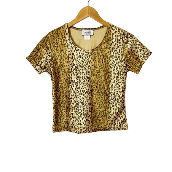 90s Vintage Design XC Animal Print Cropped Top Small - Picture 1 of 6